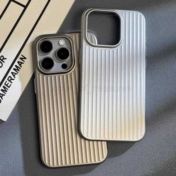 Matte Natural Titanium Grating Hard Phone Case for iPhone 16 15 14 13 Pro Max Plus Full Cover Scratch-proof Rugged Back Cover M250716
