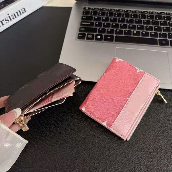 womens wallets designer mens cardholder wallet leather women card bag men Card Pocket Money Bag short Flap Zipper card holder versatile girl coin purse