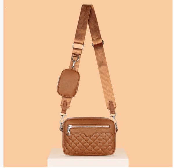 New women's bag, simple diamond grid shoulder bag, fashionable crossbody bag, trendy retro middle-aged mother bag, PU soft leather texture swissmilitary