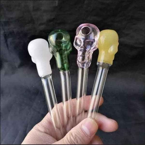 Bone color head glass bongs accessories , Water pipes glass bongs hooakahs two functions for oil rigs glass bongs