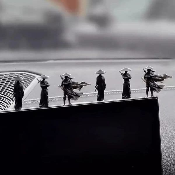 6Pcsset Mini Chinese Swordsman Figure Exquisite Ancient Car Statue Ornament Cartoon Miniatures Interior Decor 250715