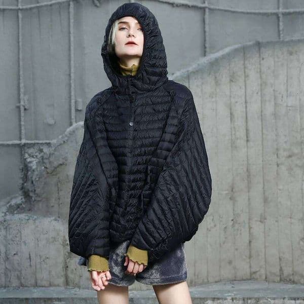 Lagabogy 2025 Winter Vintage Women Oversized Hood Puffer Jacket Female Casual Ultra Light Lantern Sleeve 90%White Duck Down Coat MDNG