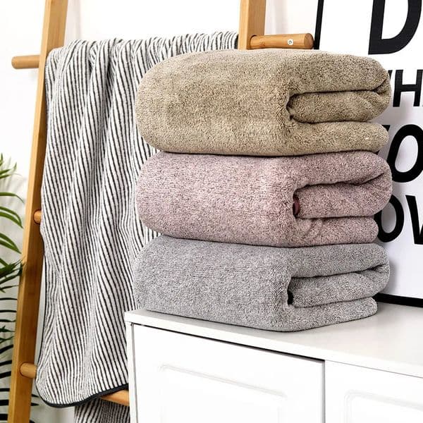Bamboo charcoal fiber bath towel dry hair cap coral velvet thickened shower gift antibacterial towel quick drying for men a 250715
