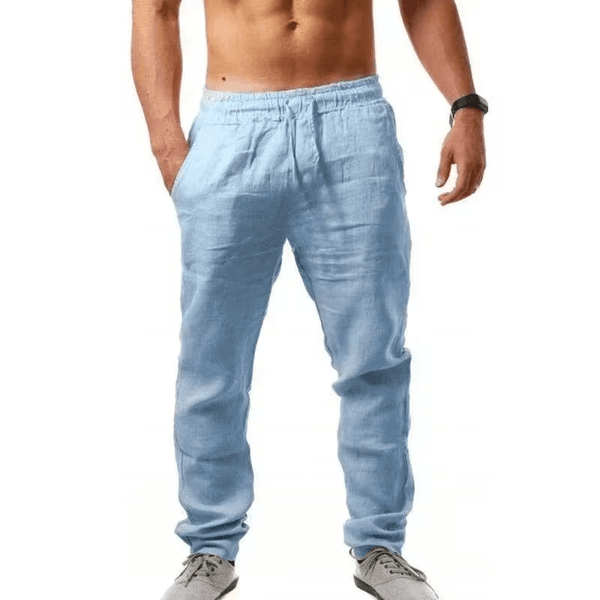 Summer New Men's Fashion Street Hip Hop Sports Pants Comfortable Breathable Cotton Flax Loose Casual Rope Jogging Pants