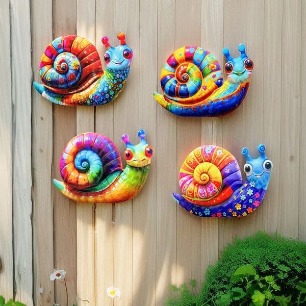 Metal Art Snail Wall Decor Colorful Iron Sculptures Hanging Ornament for Outdoor Home Office Yard Garden Wedding 250715
