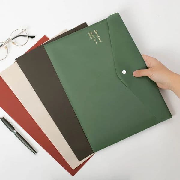 1pc A4 File Holder Random Retro Color Snap Folder Storage Bag Subject Classification File Bag Desktop Organizer Paper Storage 250715