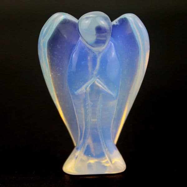 Hand Carved Gemstone Angel Figurine Natural Stone Jade Opalite Mini Animal Statue Crystal Craft Chakra Meditation Home Decor 250711BJ