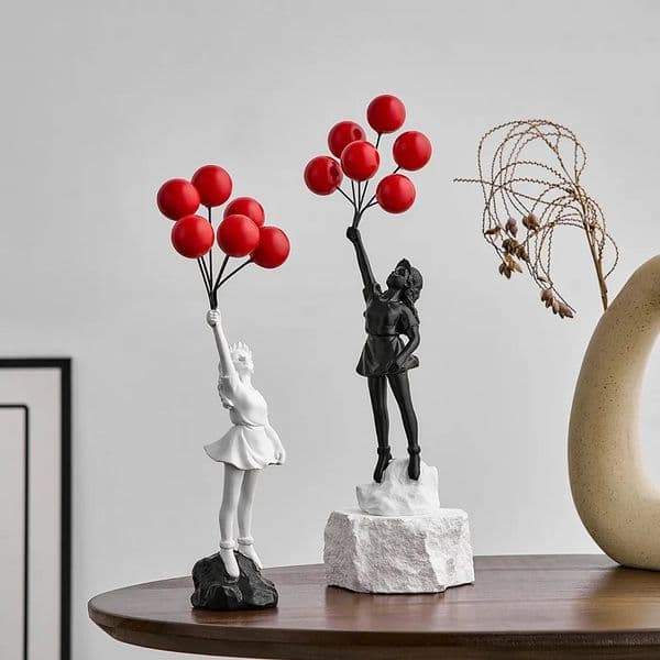 Nordic Modern Balloon Girl Resin Statue Home Decor Flying Art Sculpture Figurine Craft Ornaments Living Room Decor 250711BJ