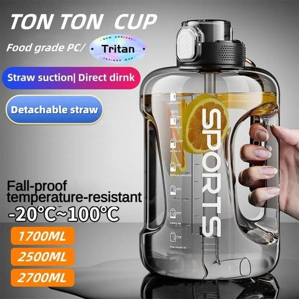 1700ML/2500ML/3800ML Fitness Cup Bpa Free Drinking Bottle Large Capacity Portable PC Sports Water Bottle With Straw 250715