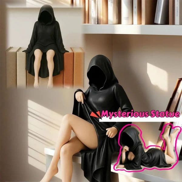 Gothic Mysterious Statue Queen Ornaments Elegant Black Robe Masked Woman 3D Resin Decor Home Bookshelf Artistic Ornament Gifts 250711BJ