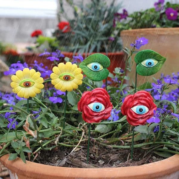 6pcs Flower Plant Eye Post Decoration Pot Outdoor Courtyard Miniature Statue Fairy Tale Garden Decoration 250711BJ