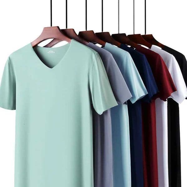 Mens Summer T-Shirt Short Sleeve Cool Quick Dry Breathable Ice Silk Seamless Tops Casual Solid Color Elastic Tee Shirts M-5XL Z250715