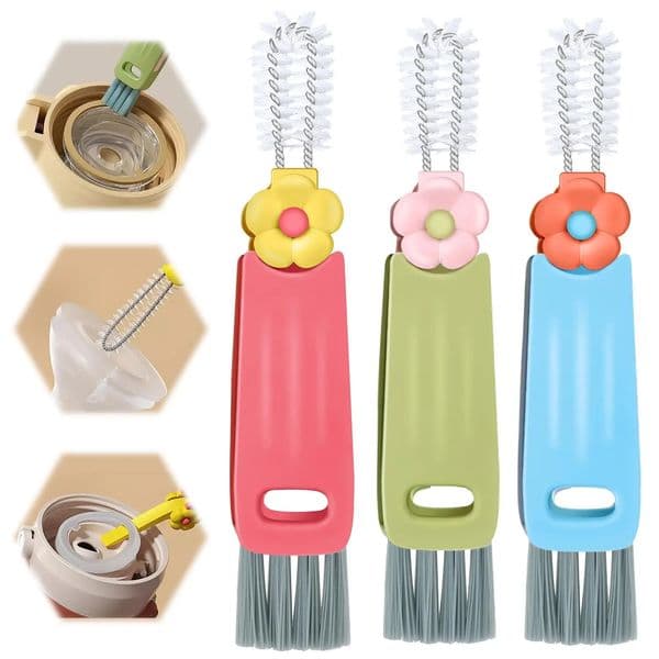 3 in 1 Cup Lid Cleaning Brush Crevice Cleaning Brush for Bottle Gap Tight Spaces Coffee Thermos Cup Kitchen Tools 250714