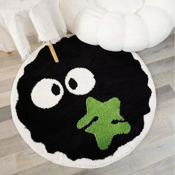 Cute Black Briquettes Carpet Soft Plush Shaggy Round Lounge Rug Anti-Slip Imitation Cashmere Carpet Home Decor Rugbriquette 250715
