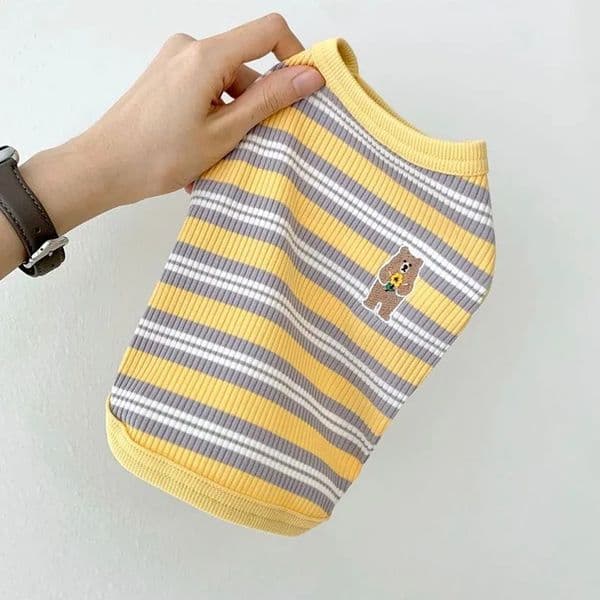 Cotton Rib Dog Shirt Sleeveless Stripe Vest for Small Dogs Teacup Chihuahua Yorkie Puppy Clothes Knitted Breathable Tank Tee 250711