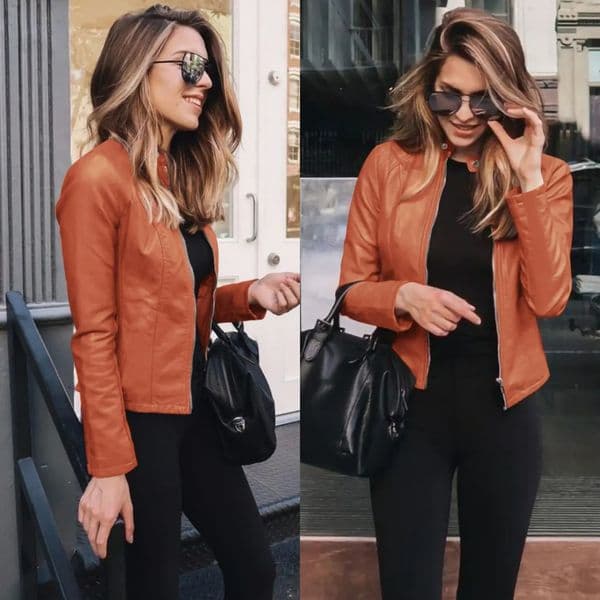 Autumn and Winter Womens Large Size Leather Jacket Fashionable Solid Color Slim Street Elegant Versatile Top PU Suit Jacket 250715