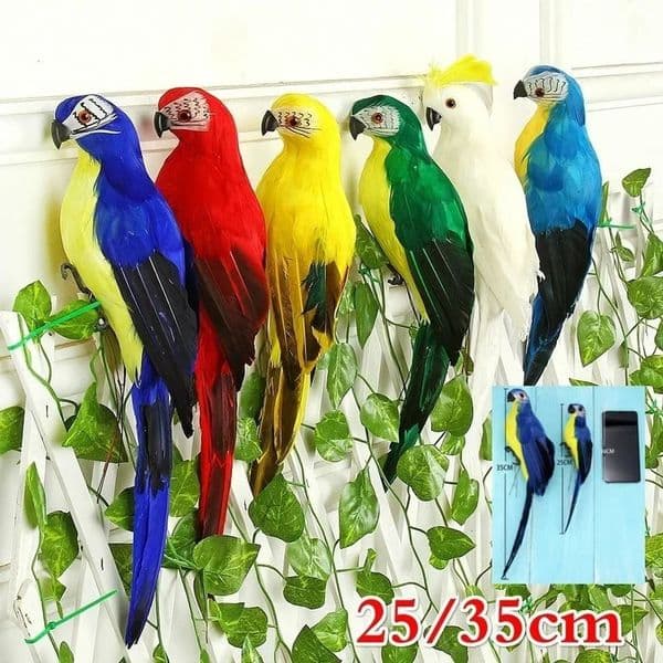 2535cm Handmade Simulation Parrot Creative Feather Lawn Figurine Ornament Animal Bird Garden Prop Decoration 250715