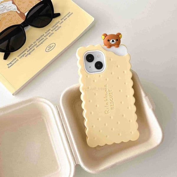 Sand Biscuit Tide Bear Soft Silicone Phone Case For iPhone 16 15 Pro Max 14 13 12 Pro Max 11 Shockproof Soft Cover T250716
