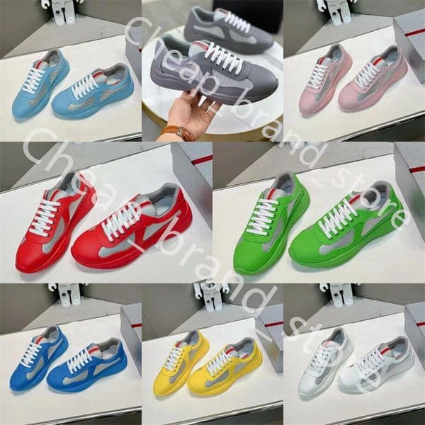 With Box 2025 New Classic Women Designer Sneakers Mesh Nylon Outdoor Mens Trainers Womens Casual Shoes Americas Cup Patent Leather Fashion Out Office Sneaker
