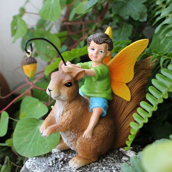 1 piece of Flower Fairy Squirrel Riding Game handmade resin crafts spring garden bonsai decoration sculptures garden scene de 250716