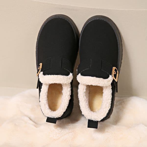 delivery designer fashionable plus size snow boots for women with soles and plush thick womencotton shoes black white