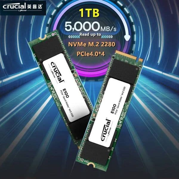 Crucial SSD E100 480GB 1TB PCIe 4.0 Gen4 2280 NVMe M.2 Solid state driv for desktop computers OEM packaging SSD