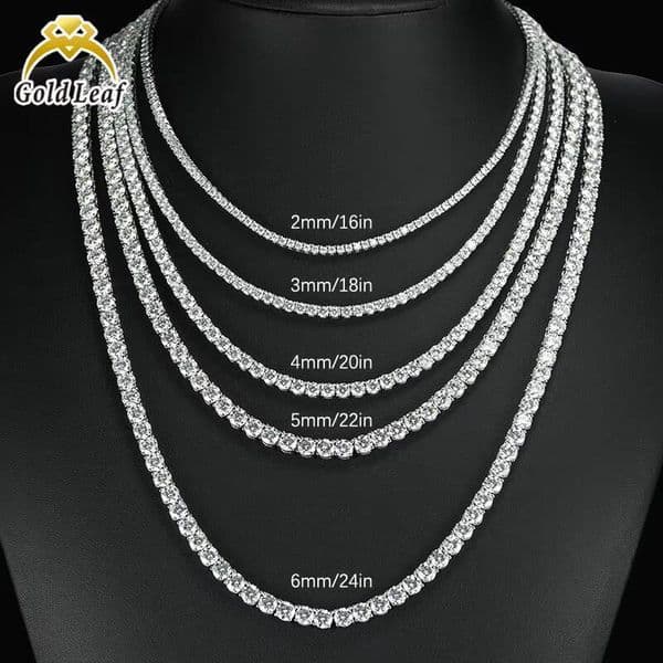 Goldleaf Jewelry Hot Sell 3mm5mm D Color VVS Moissanite Tennis Chain Necklace Bracelet 925 Sterling Silver Moissanite Chain