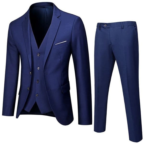 Three Piece Sets Men Turn Down Collar Cardigan Full Sleeve Solid Wedding Gown Blazer Suits Button Pants Smart Casual 2025 250715