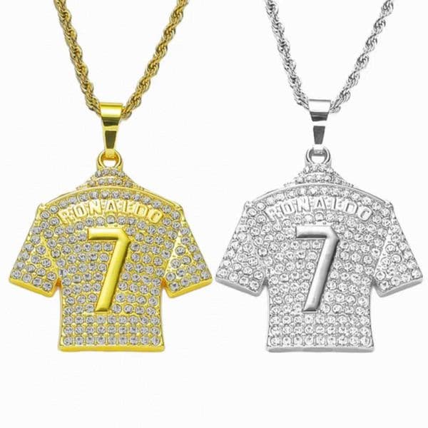 HNSP Cristiano Ronaldo CR 7 Jersey Full Zircon Pendant Chain Necklace For Men Boys Soccer Fans Hip Hop Jewelry Accessories W250528