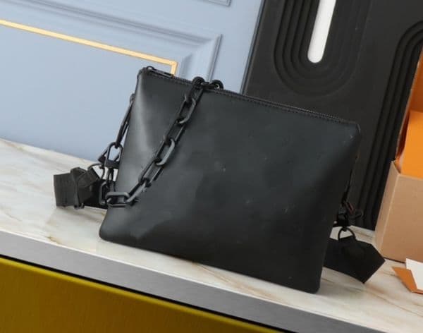 Embossed Black Coussin bags 10A Designer bag Women PM Shoulder Bags Crossbody Chain bag Leather Handbag Purse pouch Wide straps Removable straps Black hardware