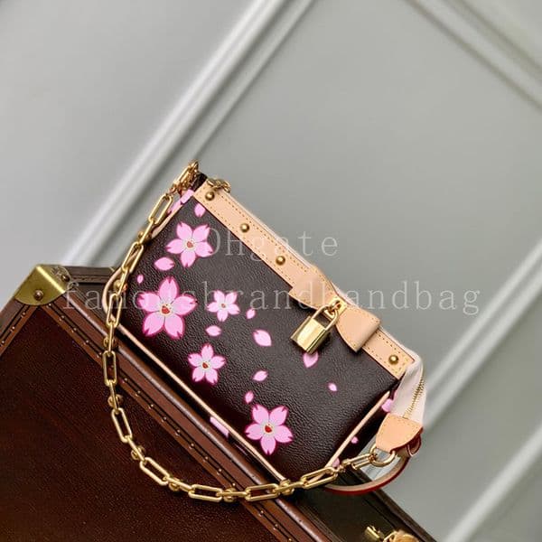 Sakura Brown Women Pouch Mirror quality Chain Bag Designer Shoulder Bags With Box LP12A3