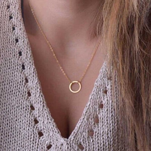 2024 Trendy New Minimalist Circle Pendants Necklaces for Women Eternity Collares Gold Color Chain Simple Design Neck Jewelry XJ250717