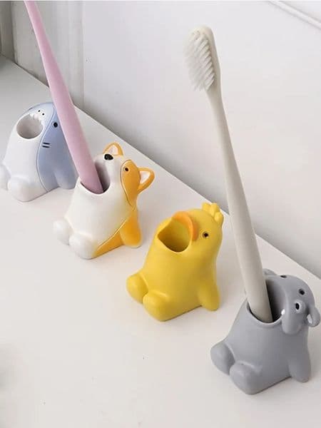Cartoon Animal Toothbrush Holder Cute Corgi Shark Storage Stand Makeup Brush Stationery Countertop Organizer Bathroom Decoration 250716BJ