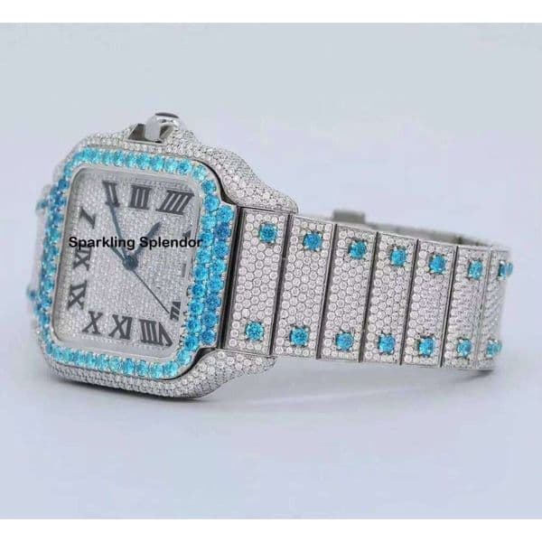 Hip Hop Style 41mm Analog Mechanical Watch Waterproof Customizable Moissanite Dia Window Square Fashionable