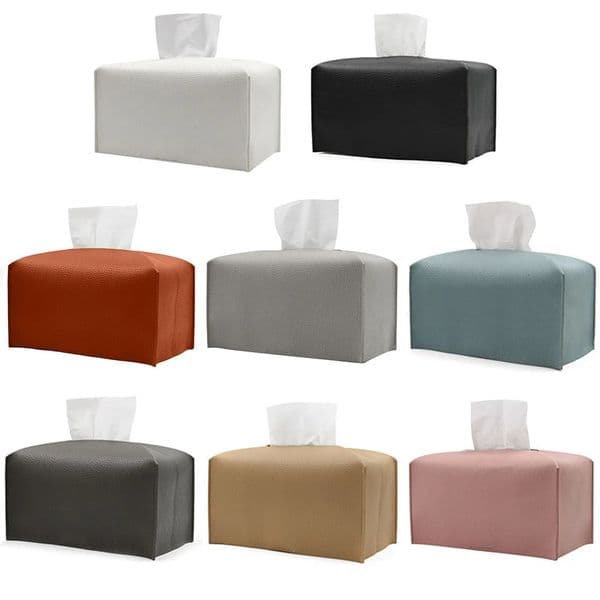 100% Genuine Leather Foldable Tissue Box Holder Decorative HolderOrganizer for Bathroom Vanity Countertop 250716
