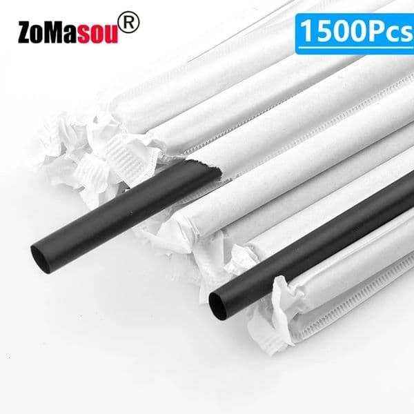 50-1500Pcs Black Drinking Straws Plastique Straws Single Piece Paper Packaging rietjes Flexible Party Kitchen Beverage Straws 250714