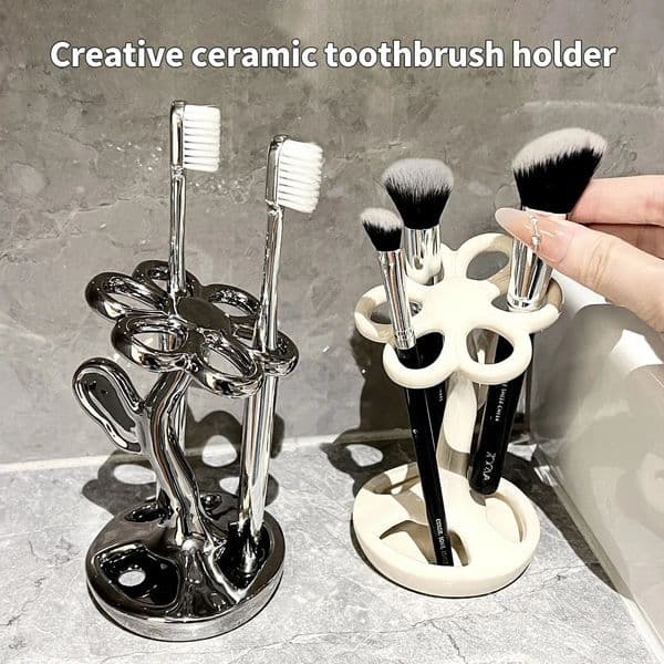 Flower Shaped Storage Rack Creative Ceramic Storage Rack Bathroom Cosmetics Jewelry Toothbrush Storage Rack Decoration Organizer 250717