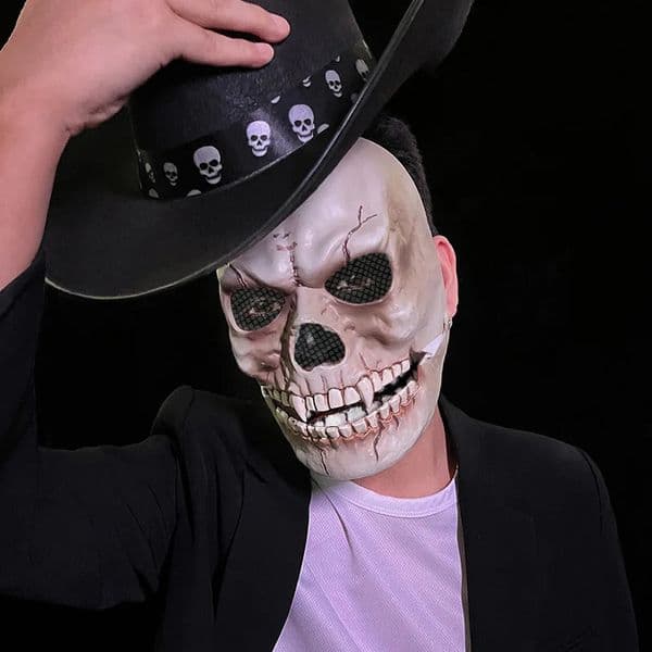 1pcs Moving Mouth Skull Mask Halloween Movable Props Scary Horror Character Props Halloween Holiday Party Masquerade Decoration 250712