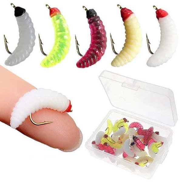 5/10/20Pieces Maggot Fly Fishing Wet Trout Flies Worm Bait for Trout Perch Bass Fishing Fly Insect Lures Z250717