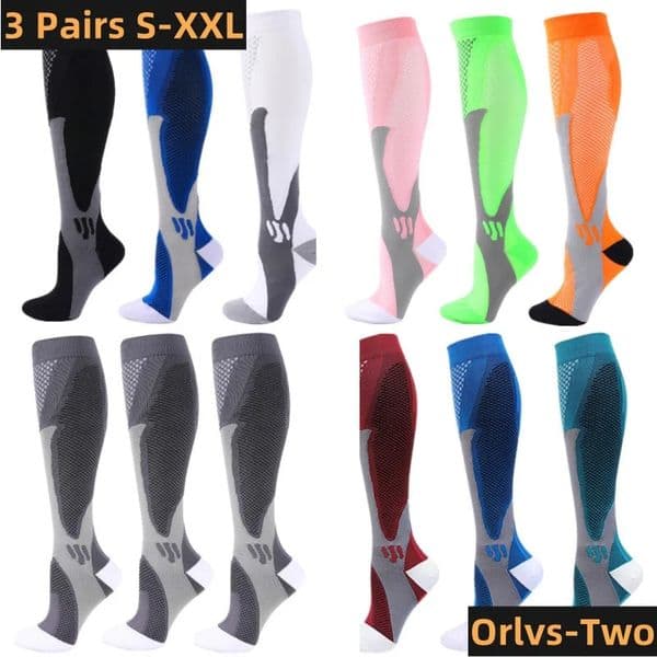S-XXL 3 Pairs Pack/Socks Compression Socks 30 Mmhg Fit For Medical Edema Diabetes Varicose Veins Running Sports Socks Size XXL 250717