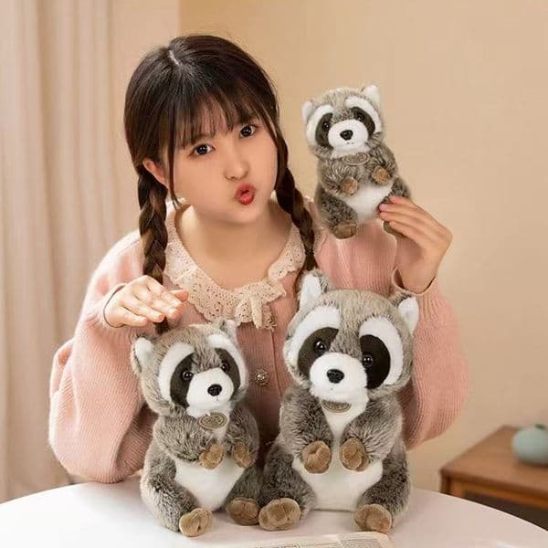 Cute and adorable simulation raccoon toy with plush fabric, children's sleeping comfort pillow doll T260529