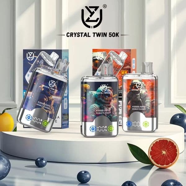 puff vapers 50K Vaper puff 50000 UZY CRYSTAL TWIN 5% Nicotine Wholesale Vape LED Smart Screen Double fruit flavour Fast ship from EU