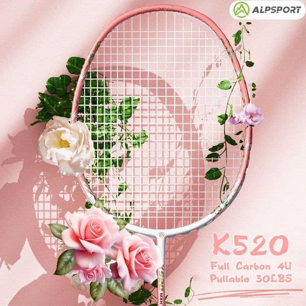 Alpsport K520 4U badminton racket pink carbon fiber racket for outdoor sports blue racket with strings and racket bag L250718