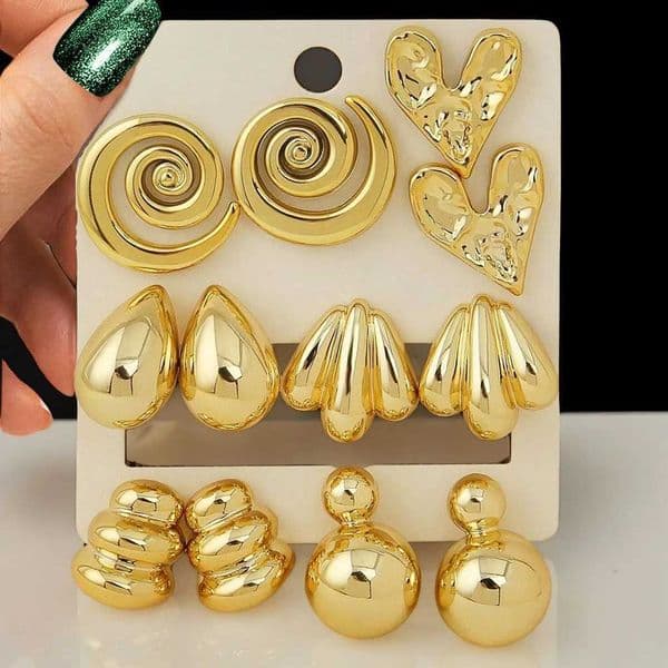 12pcs/set New CCB Spiral Love Water Drop Irregular Earrings Set for Women Fashion Jewelry Accessories X250718