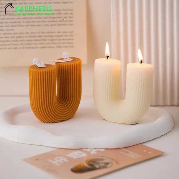 U Shaped Candle Scented Candles Ribbed Aesthetic Home Decorative Candles Smokeless Personalized Candles Guest Gift Lot W250718