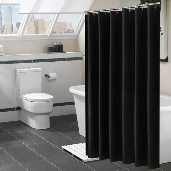 Modern Black Shower Curtains Waterproof Fabric Solid Color Bath Curtains For Bathroom Bathtub Large Wide Bathing Cover With Hook 250712