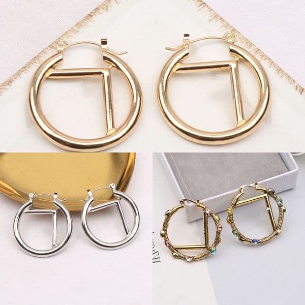 Fashion Hoop Earrings Designer for Women Letters Stud Gold Plated Crystal Rhinestone Pearl Earring Wedding Party Jewelry