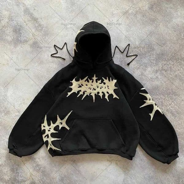 Street Hip-Hop Retro Harajuku Y2K Embroidered Patchwork Fabric Fashion Loose Hoodie Men American Versatile Oversized Sweatshirt X250718