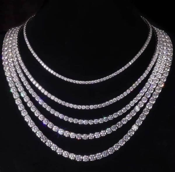 Iced Out Hiphop Moissanite Chain Necklace Men 925 Sterling Silver Vvs Moissanite Tennis Chain