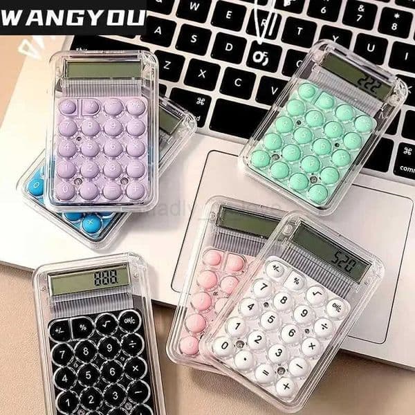 8 Digit Display Silent Widescreen Mini Calculator for Students Portable Transparent Electronic Calculator for Daily Use M250718